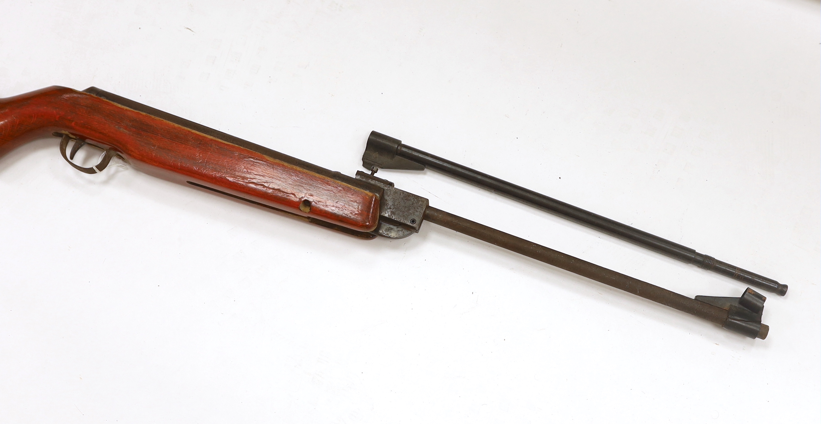 A Webley Hawk Mark II break action air rifle with beech stock and alternative calibre barrel
